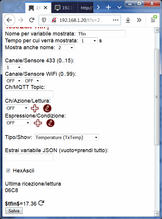 ricevere temperatura 433mhz