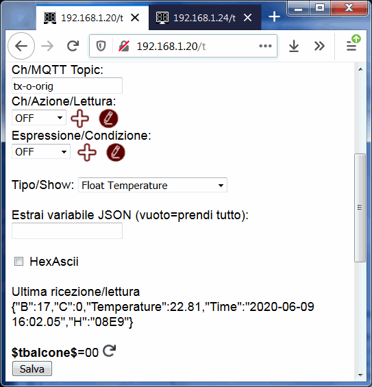 estrai da MQTT variabile JSON